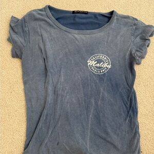 Brandy Melville Blue Fitted Ruffled Short Sleeve Tee (one size)